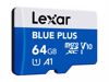 Fotografija izdelka Spominska kartica Lexar BLUE PLUS, Micro SDXC, 64GB, 100MB/s, U1, V10, A1, UHS-I, z adapterjem