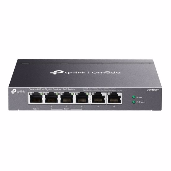 Fotografija izdelka TP-LINK Omada DS106GPP 6-port gigabit 3x PoE+ 1x PoE++ unmanaged mrežno stikalo-switch