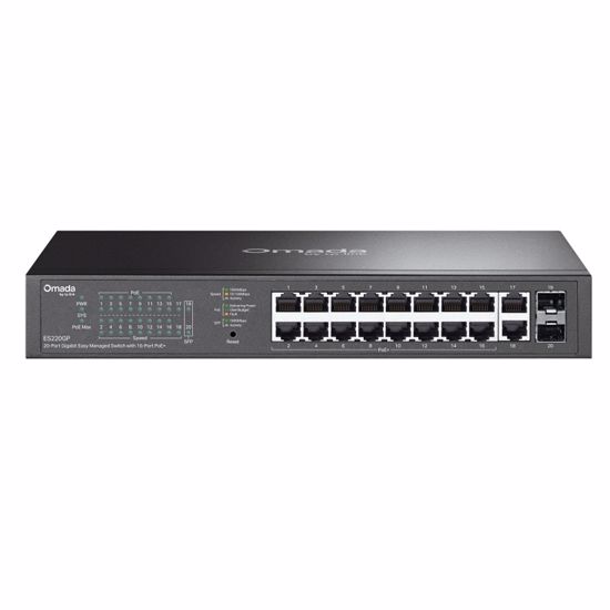 Fotografija izdelka TP-LINK Omada ES220GP 20-port gigabit 16xPoE+ 2x SFP managed mrežno stikalo-switch