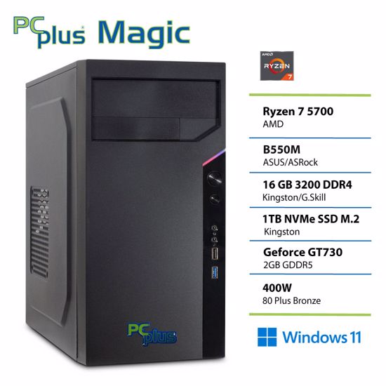 Fotografija izdelka PCPLUS Magic Ryzen 7 5700 16GB 1TB SSD GT730 Windows 11 Home namizni računalnik