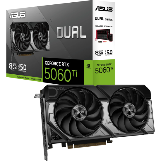Fotografija izdelka Asus GeForce RTX 5060 Ti DUAL 8GB GDDR7 (DLSS 4, 3x DisplayPort, 1x HDMI 2.1)