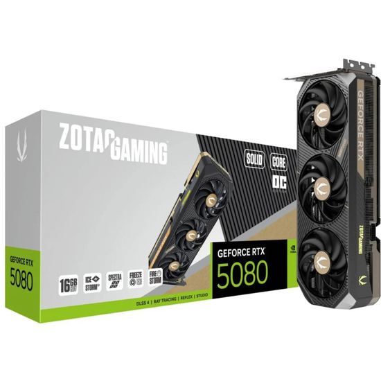 Fotografija izdelka Zotac GeForce RTX 5080 SOLID CORE OC 16GB GDDR7 (DLSS 4, 3x DisplayPort, 1x HDMI 2.1)