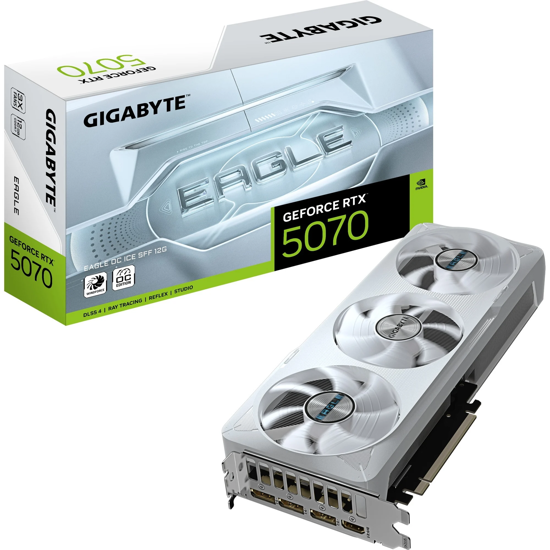 Fotografija izdelka GigaByte GeForce RTX 5070 EAGLE OC ICE 12GB GDDR7 (DLSS 4, 3x DisplayPort, 1x HDMI 2.1)