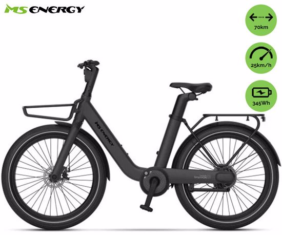 Fotografija izdelka MS ENERGY CITYZEN C102 električno kolo, cestno / mestno, 24 x 3", 250W motor, 36V 9.6Ah 345Wh baterija, do 70km, mehanske disk zavore, vzmetne vilice, LED zaslon, sivo
