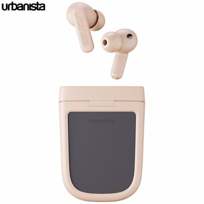 Fotografija izdelka URBANISTA PHOENIX brezžične SOLARNE slušalke, Bluetooth® 5.2, TWS, solarno polnjenje, upravljanje na dotik, IPX4 vodoodpornost, USB Type-C, roza zlate (Desert Rose)
