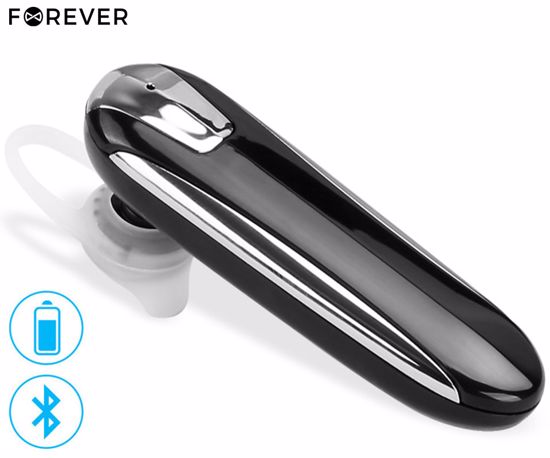 Fotografija izdelka FOREVER FBE-01 brezžična slušalka, ušesni nosilec, Bluetooth 5.1, do 150 ur v pripravljenosti, domet do 10m, Multipoint funkcija, polnilna baterija, micro USB, črna