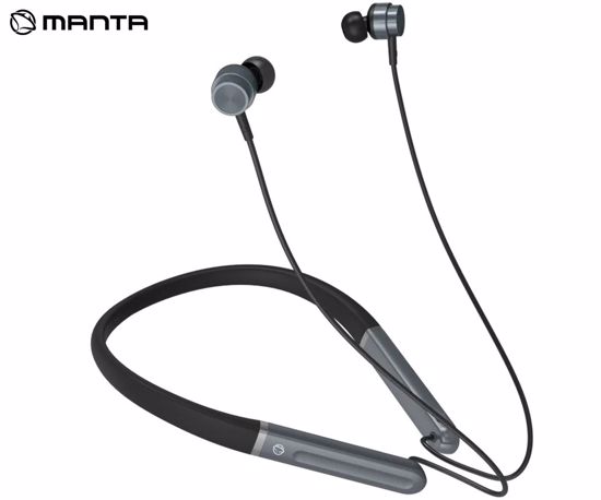 Fotografija izdelka MANTA MNH02 OLYMPIC II brezžične ušesne slušalke, Bluetooth 5.3, ENC, Game Mode, polnilna baterija, do 30 ur, 4x mikrofon, USB Type-C, črno-sive (Titan Steel)