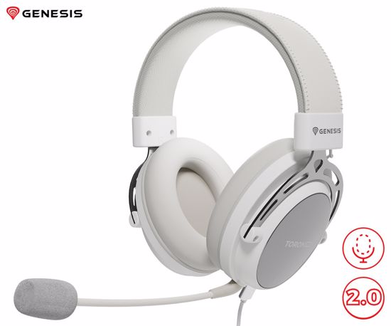 Fotografija izdelka GENESIS TORON 301 naglavne slušalke, gaming / pisarniške, 2.0 STEREO zvok, snemljiv mikrofon / kabel, ultra lahka teža, univerzalna povezljivost, bele (Howlite White)