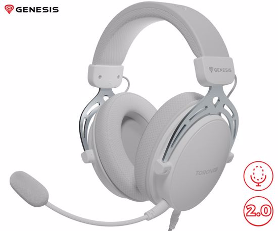 Fotografija izdelka GENESIS TORON 531 naglavne slušalke, gaming / pisarniške, 2.0 STEREO zvok, snemljiv mikrofon / kabel, ultra lahka teža, univerzalna povezljivost, +dodatne ušesne blazinice, bele (Howlite White)