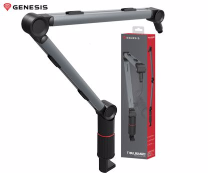 Fotografija izdelka GENESIS THULIUM 700 stojalo / roka za mikrofon, univerzalna oblika, priloženi adapterji, 3-točkovna nastavitev, držala za kable, trpežna izdelava, kovina, črno-sivo