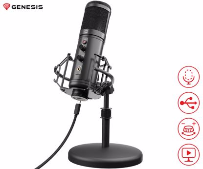 Fotografija izdelka GENESIS RADIUM 600 G2 profesionalni mikrofon, namizni / studijski, 48kHz, gumbi za upravljanje, gumb MUTE, jack 3.5mm, USB Type-C, PC / Mac OS, črn