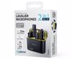 Fotografija izdelka PLATINET PLMM30 2x brezžični mikrofon, mini, lavalier, polnilna baterija, 2.4GHz sprejemnik, doseg do 25m, Plug & Play, CLIP-ON montaža, +polnilna postaja, USB Type-C / Lightning, črn