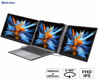 Fotografija izdelka Blackview DCM6 dvojni zaslon / monitor za prenosnik, 35cm (14"), Full HD, 60Hz, IPS, 300nit, 100% sRGB, HDMI / USB-C, univerzalna združljivost, 180° nastavljiv kot, Quick-Fit montaža, Low Blue Light