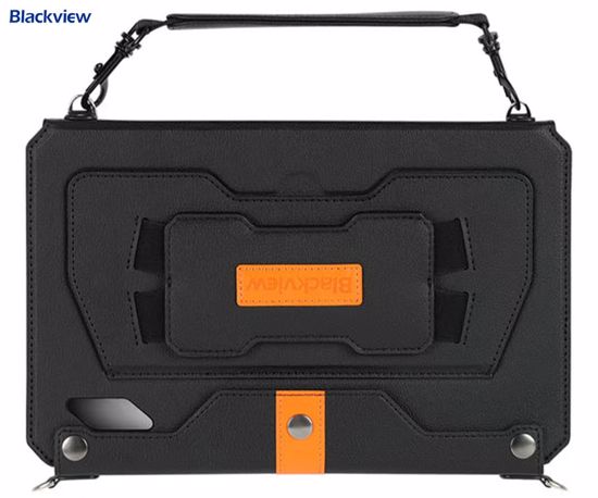 Fotografija izdelka Blackview C02 3v1 ovitek / naramni trak / stojalo, za model ACTIVE 8 PRO, trpežen material, nastavljiva dolžina, oblazinjeno usnje, ergonomska oblika, črn
