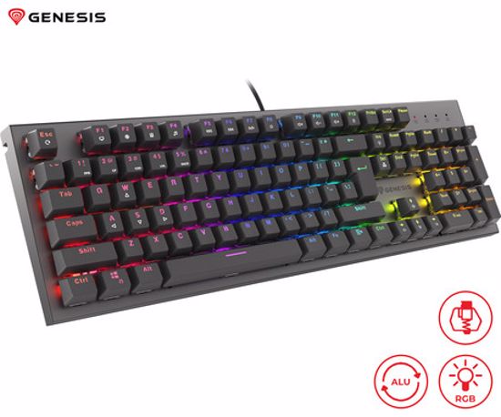 Fotografija izdelka GENESIS THOR 303 gaming tipkovnica, mehanska, RGB LED osvetlitev, Anti-Ghosting, F1 - F12, aplikacija, črna