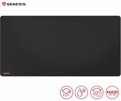 Fotografija izdelka GENESIS CARBON 500 HYPER LOGO podloga za miško, gaming / pisarniška, 1200x600mm, vodoodporna, gladka površina, zaščiteni prešiti robovi, protizdrsna, črna