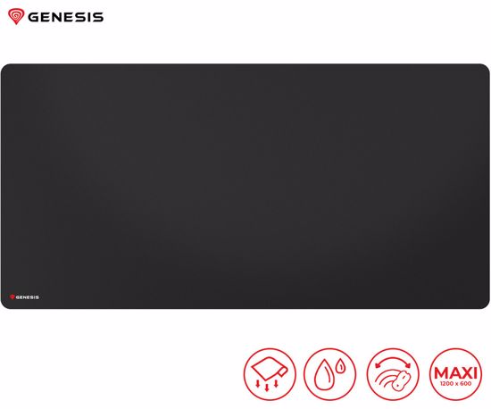 Fotografija izdelka GENESIS CARBON 500 HYPER LOGO podloga za miško, gaming / pisarniška, 1200x600mm, vodoodporna, gladka površina, zaščiteni prešiti robovi, protizdrsna, črna