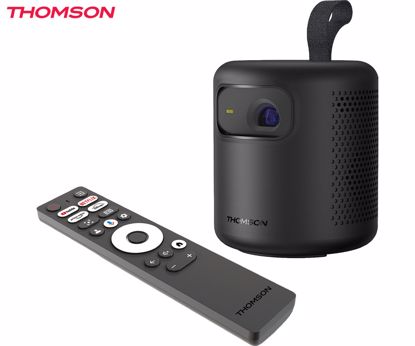 Fotografija izdelka THOMSON VEGA PG35B prenosni LED projektor, 4K UHD, HDR10+, Google TV, WiFi, Bluetooth, Dolby, polnilna baterija, 350 ANSI lumnov