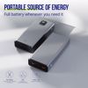 Fotografija izdelka ALLITY APB-100 powerbank polnilna baterija, 20.000mAh, 22.5W, 1x USB-C, 2x USB-A, LCD zaslon, Power Delivery, Quick Charge, Plug&Play, siva
