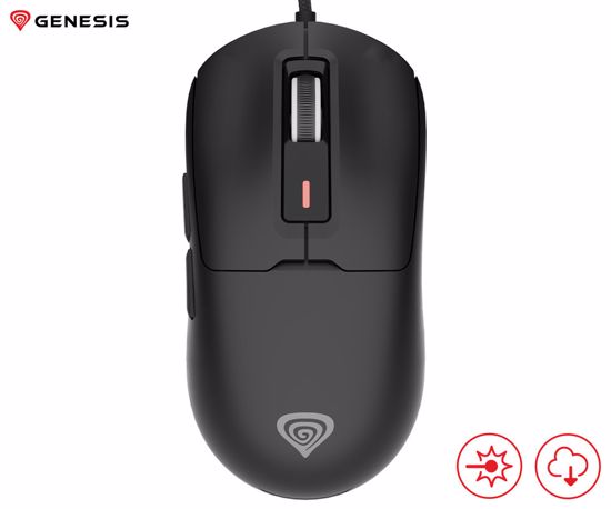 Fotografija izdelka GENESIS KRYPTON 660 žična miška, gaming / pisarniška, 12.000DPI, ultra lahka teža, 6 gumbov, RGB LED osvetlitev, spomin, programska oprema, Plug & Play, 180cm kabel, črna (Onyx Black)