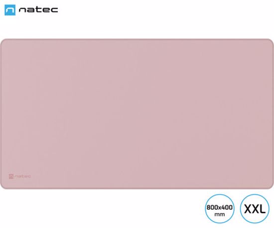 Fotografija izdelka Natec COLORS XXL podloga za miško, 800x400mm, vodoodporna, gladka površina, protizdrsna podlaga, prešiti robovi, roza (Misty Rose)