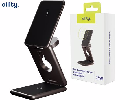 Fotografija izdelka ALLITY AWC-230-225WMS brezžični polnilec / stojalo / polnilna postaja, univerzalni, 22.5W brezžično polnjenje, MagSafe tehnologija, nastavljiv naklon, USB-C, priložen kabel, siv (Graphite)