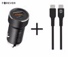 Fotografija izdelka FOREVER CC-06 avto polnilec, 20W, 12-24V, 1x USB Type-A, 1x USB Type-C, univerzalna kompatibilnost, Power Delivery, Quick Charge, + kabel, črn