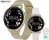 Fotografija izdelka FOREVER Velora SB-306 pametna ura, 1.19" AMOLED zaslon, BT 5.2, Android + iOS, baterija, aplikacija, spremljanje zdravja, analiza spanca, športni načini, 2 paščka, IP68, zlata (Luxury Gold)