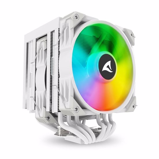 Fotografija izdelka SHARKOON CPU A60 RGB WHITE AIR COOLER 2x120mm PWM 260W procesorski hladilnik