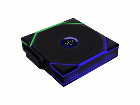 Fotografija izdelka Ventilator za ohišje Lian Li UNI FAN TL Wireless LCD 120 Reverse Blade ARGB PWM 120mm, črn