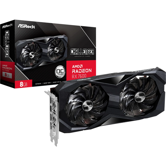 Fotografija izdelka Asrock Radeon RX 7600 Challenger 8GB GDDR6 OC (RDNA 3, GDDR6, 3x DisplayPort, 1x HDMI 2.1)