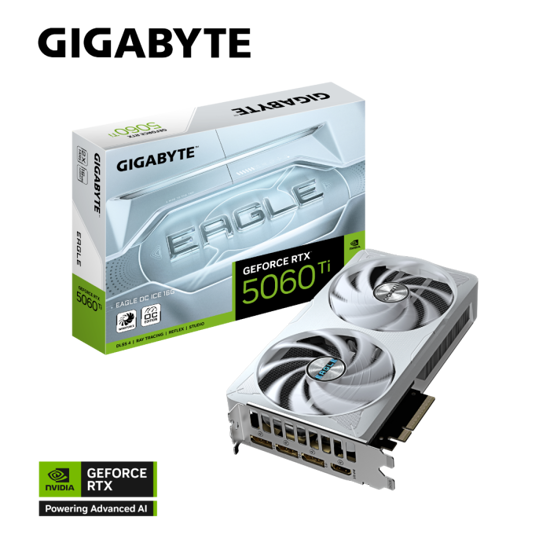 Fotografija izdelka Grafična kartica GIGABYTE GeForce RTX 5060 Ti Eagle OC ICE 16G, 16GB GDDR7, PCI-E 5.0