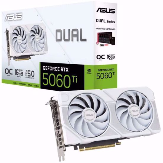 Fotografija izdelka Asus GeForce RTX 5060 Ti DUAL OC 16GB GDDR7 WHITE EDITION (DLSS 4, 3x DisplayPort, 1x HDMI 2.1)