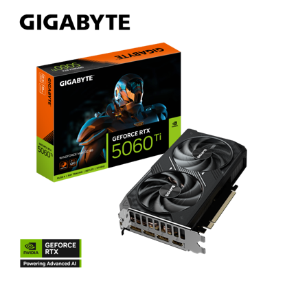 Fotografija izdelka Grafična kartica GIGABYTE GeForce RTX 5060 Ti Windforce MAX OC 8G, 8GB GDDR7, PCI-E 5.0
