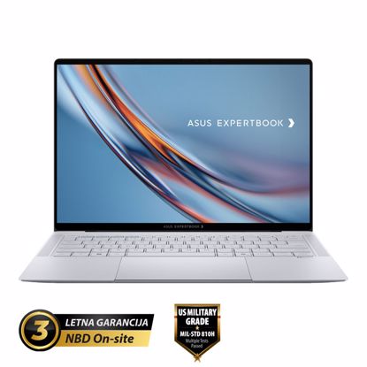 Fotografija izdelka ASUS ExpertBook Ultra B9 OLED 14" (35,56cm) WQXGA+ Core Ultra 7 X7 358H 32GB 1TB 0,99kg Win11 Pro Morn Grey prenosni računalnik B9406CAA-WB358H8DG1X + ovitek in LAN adapter