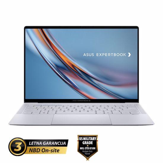 Fotografija izdelka ASUS ExpertBook Ultra B9 OLED 14" (35,56cm) WQXGA+ Core Ultra 7 X7 358H 32GB 1TB 0,99kg Win11 Pro Morn Grey prenosni računalnik B9406CAA-WB358H8DG1X + ovitek in LAN adapter