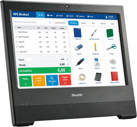 Fotografija izdelka Shuttle AIO X50V9 Intel 7305U | 8GB | 256GB SSD | 15.6" TOUCH | Windows 11