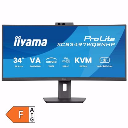 Fotografija izdelka IIYAMA ProLite XCB3497WQSNPH-B1 86,7cm (34") UWQHD VA 120Hz HDMI/DP/USB-C/RJ-45 kamera zvočniki ukrivljen monitor