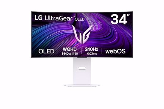 Fotografija izdelka Monitor LG 34 OLED 34GX90SA-W UltraGear ukrivljen, 3440x1440, 2x HDMI, DP, USB-C, 240 Hz, bel