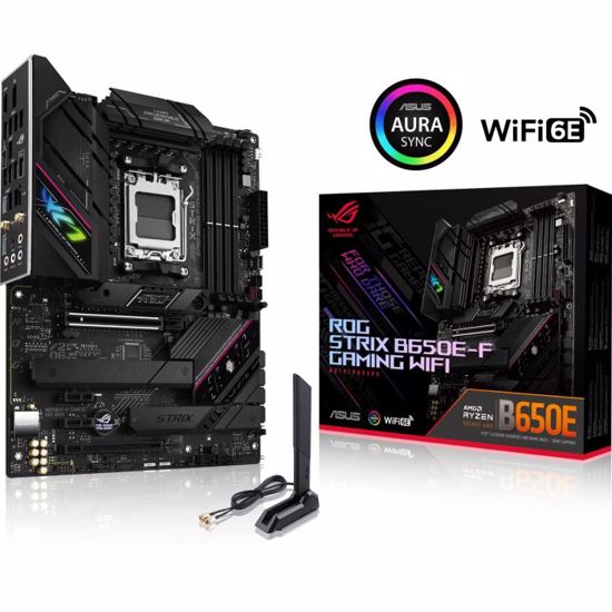 Fotografija izdelka ASUS ROG STRIX B650E-F GAMING WIFI, DDR5, SATA3, USB3.2Gen2x2, DP, 2.5GbE, Wi-Fi 6E, AM5 ATX