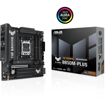 Fotografija izdelka ASUS TUF GAMING B850M-PLUS, DDR5, SATA3, USB3.2Gen2x2, DP, 2.5GbE, AM5 mATX