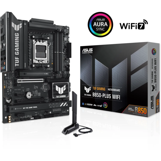 Fotografija izdelka ASUS TUF GAMING B850-PLUS WIFI, DDR5, SATA3, USB3.2Gen2x2, DP, 2.5GbE, WiFi 7, AM5 ATX