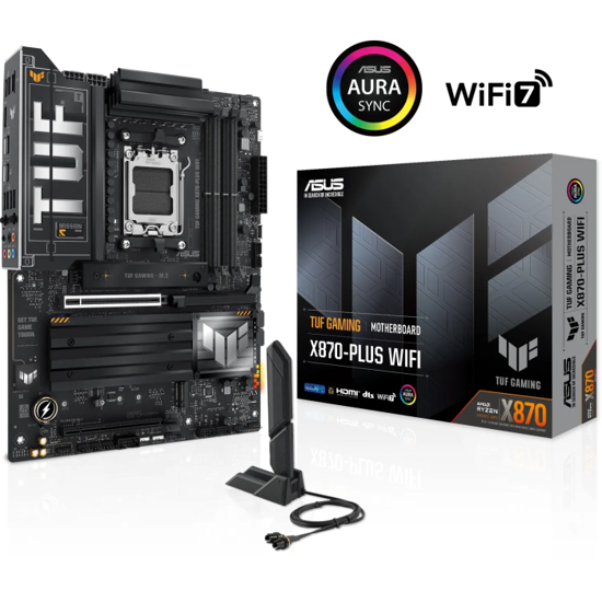 Fotografija izdelka ASUS TUF GAMING X870-PLUS WIFI, DDR5, SATA3, USB3.2Gen2x2, DP, 2.5GbE, WiFi 7, AM5 ATX