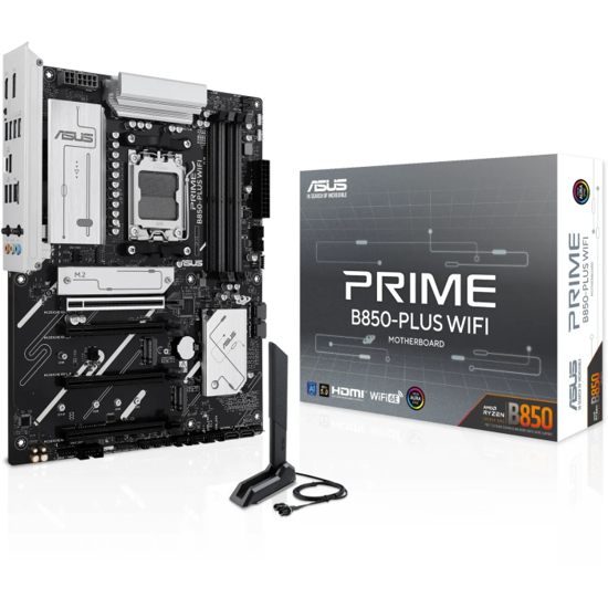 Fotografija izdelka ASUS PRIME B850-PLUS WIFI, DDR5, SATA3, USB4, DP, 2.5GbE, WiFi 6E, AM5 ATX