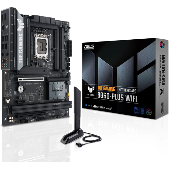 Fotografija izdelka ASUS TUF GAMING B860-PLUS WIFI, DDR5, SATA3, USB4, DP, 2.5GbE, Wi-Fi 7, LGA1851 ATX