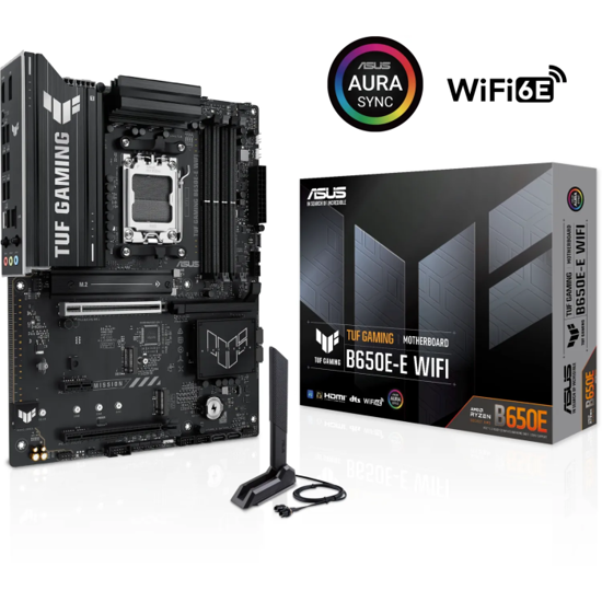 Fotografija izdelka ASUS TUF GAMING B650E-E WIFI, DDR5, SATA3, USB3.2Gen2x2, DP, 2.5GbE, AM5 ATX