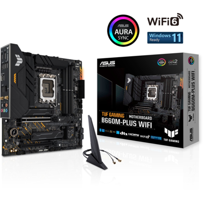 Fotografija izdelka ASUS TUF GAMING B660M-PLUS WIFI, DDR5, SATA3, USB3.2Gen2x2, DP, WiFi, LGA1700 mATX