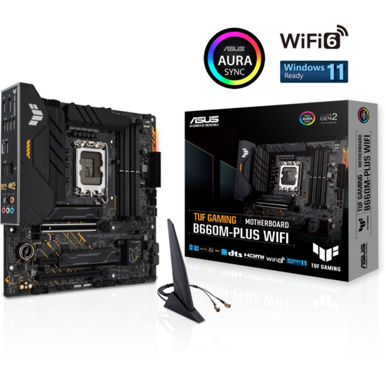 Fotografija izdelka ASUS TUF GAMING B660M-PLUS WIFI, DDR5, SATA3, USB3.2Gen2x2, DP, WiFi, LGA1700 mATX