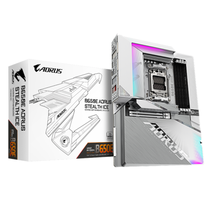 Fotografija izdelka GIGABYTE B650E A STEALTH ICE, DDR5, SATA3, USB3.2Gen2x2, DP, 2.5GbE, WiFi, AM5 ATX