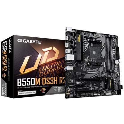 Fotografija izdelka GIGABYTE B550M DS3H R2, DDR4, SATA3, USB3.2Gen1, DP, AM4 mATX